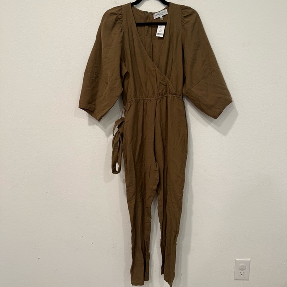 Apiece Apart Meru Wrap Cotton Linen Blend Jumpsuit 2 - Picture 2 of 5